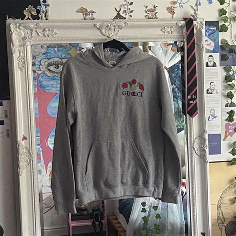 grey gucci rose hoodie|gucci hoodie grey butterflies.